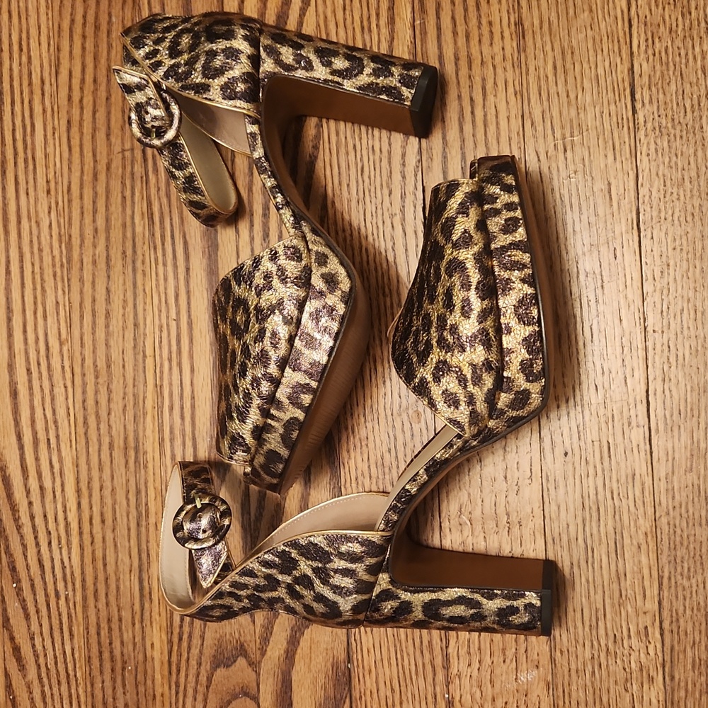 Kate Spade Metalic Copper Animal Print Block Heel Shoes NEW 9.5 - Picture 5 of 12